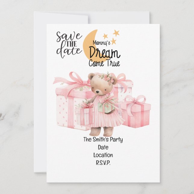 Invitation Adoption Foster Child Girl Pink thème party (Devant)