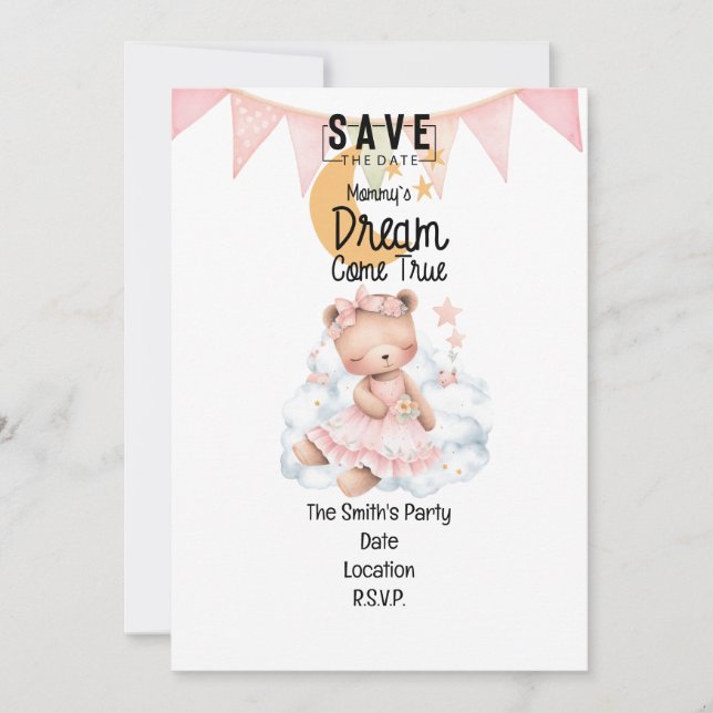Invitation Adoption Foster Child Girl Pink thème party (Devant)