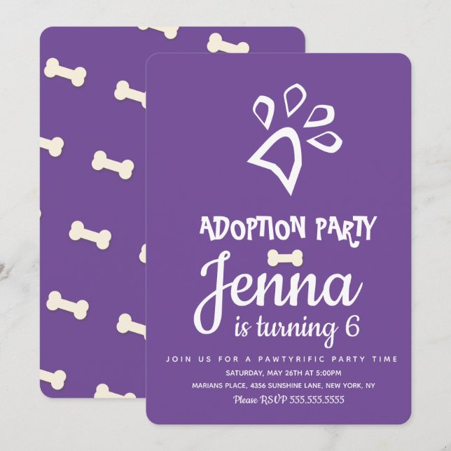 Invitation Adoption minimaliste chien animal de compagnie fêt (Devant / Derrière)