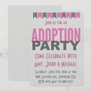 Invitation Adoption Party Pink Modern Annonces