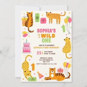 Invitation adorable animal sauvage illustré premier anniversa