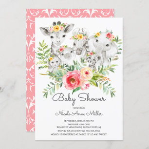 Invitation Adorable animaux de la jungle Baby shower Invitati