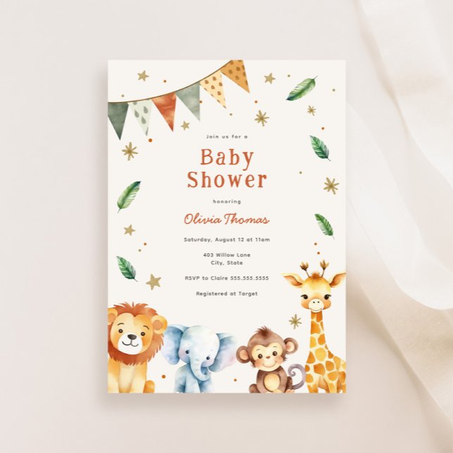 Invitation Adorable animaux de la jungle Baby shower Invitati (Créateur téléchargé)
