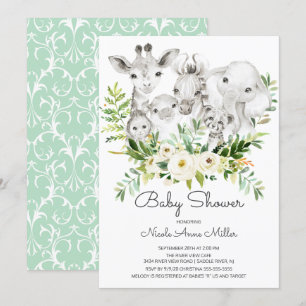 Invitation Adorable animaux de la jungle Baby shower Invitati