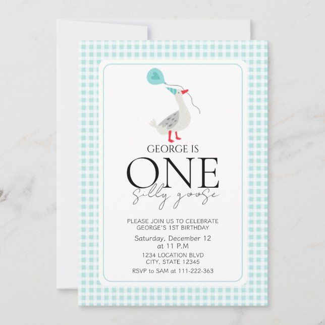 Invitation Adorable Anniversaire d'une oie sotte (Devant)