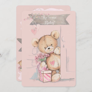 Invitation Adorable Aquarelle Baby shower Ours En Teddy