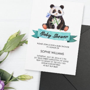Invitation Adorable aquarelle Baby shower Panda
