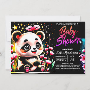 Invitation Adorable aquarelle Panda Haven Baby shower fille