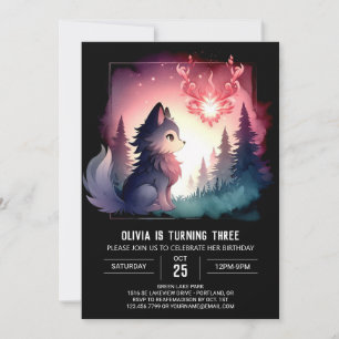 Invitation Adorable aquarelle Wolf Anniversaire