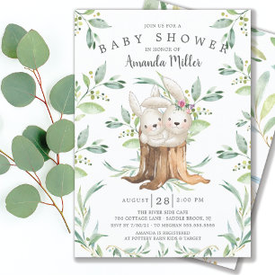 Invitation Adorable Baby Bunny Bunny Maman Baby shower