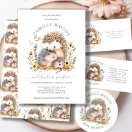 Invitation Adorable Baby shower de famille de hérisson