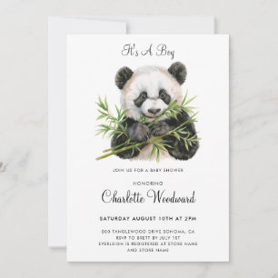 Invitation Adorable Baby shower de garçon de Panda Bear