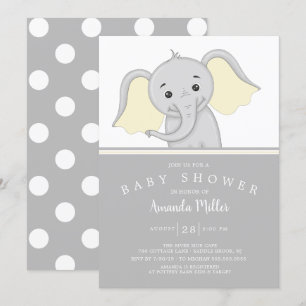 Invitation Adorable Baby shower d'éléphants neutres selon le