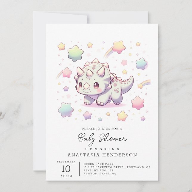 Invitation Adorable Baby shower Dinosaure Fun (Devant)