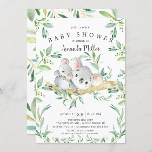 Invitation Adorable Baby shower d'ours Koala