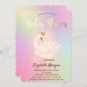 Invitation Adorable Baby shower holographique de couronne de 