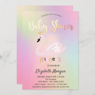 Invitation Adorable Baby shower holographique du cygne