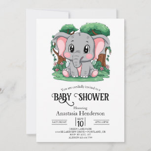 Invitation Adorable Baby shower numérique éléphant mystique