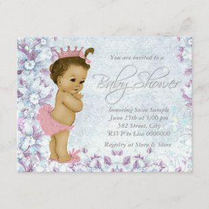Invitation Adorable Baby shower rose et violet
