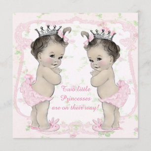 Invitation Adorable Baby shower rose Princesse Twin