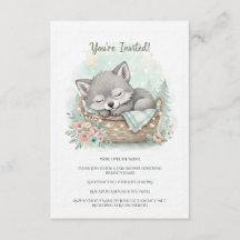 Adorable bébé loup duveteux  Baby Shower 