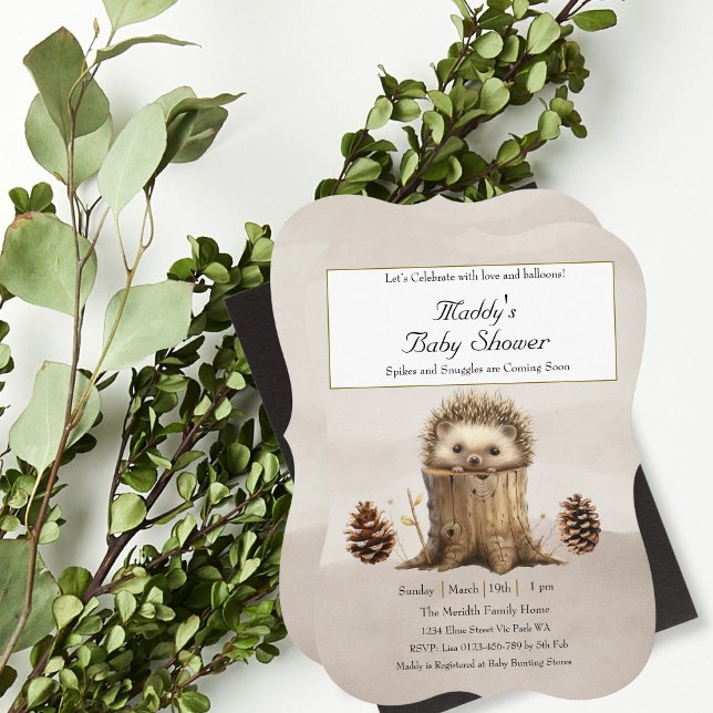Invitation Adorable Bébé mignon Baby shower de hérisson (Créateur téléchargé)