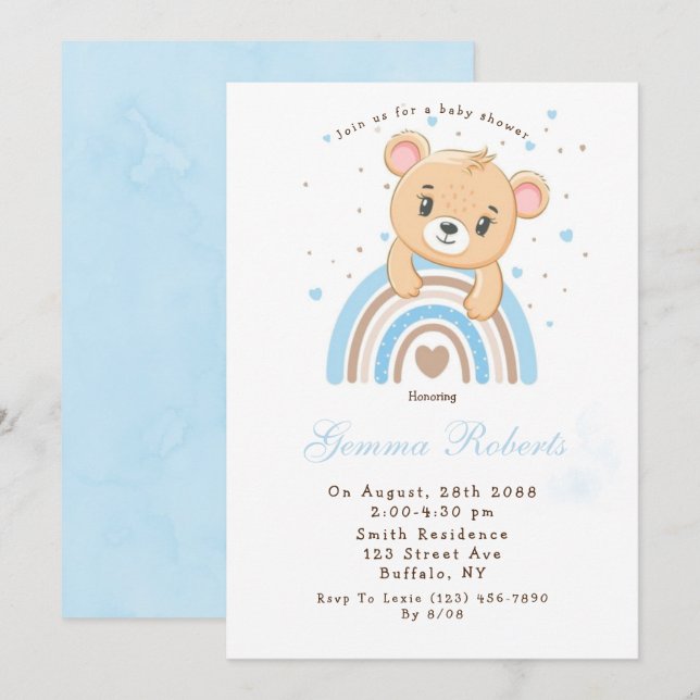 Invitation Adorable Boho Arc-en-ciel Boy Baby shower (Devant / Derrière)