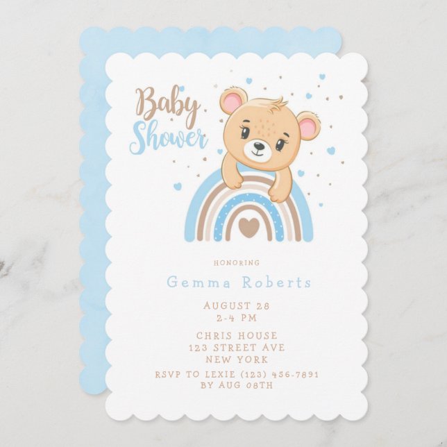 Invitation Adorable Boho Arc-en-ciel Boy Baby shower (Devant / Derrière)
