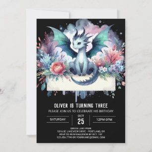 Invitation Adorable Boho Dragon Anniversaire