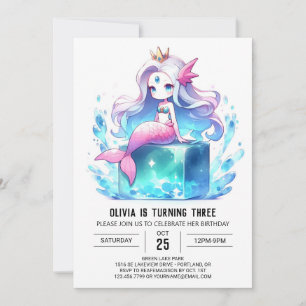 Invitation Adorable Boho Mermaid Anniversaire