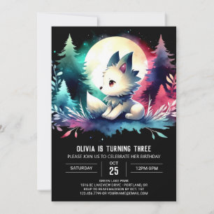 Invitation Adorable Boho Wolf Anniversaire