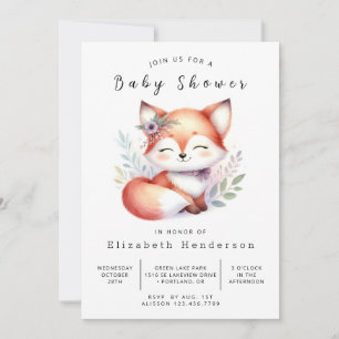 Invitation Adorable Conte Forêt Fox Baby shower