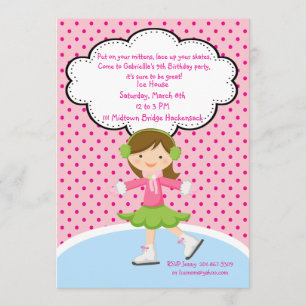 Invitation adorable d'anniversaire de patinage de