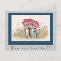 Invitation adorable de chat vintage