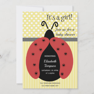 Invitation adorable dessin animé ladybug baby shower invitati