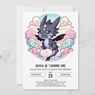 Invitation Adorable Dragon 1er Anniversaire