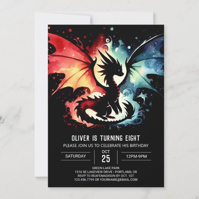 Invitation Adorable Dragon Anniversaire Imprimable (Devant)