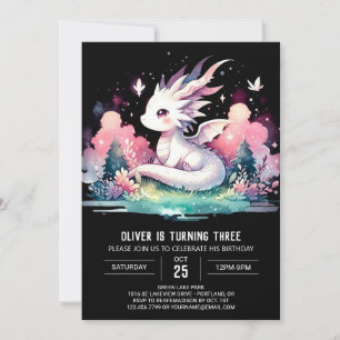 Invitation Adorable Dragon Minimaliste Anniversaire