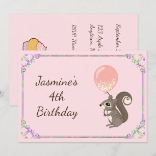 Invitation Adorable écureuil Personnalisé Anniversaire Invita