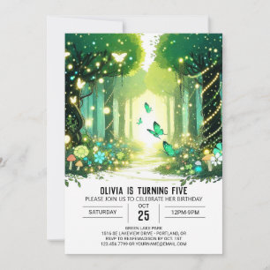 Invitation Adorable Enchanted Woodland Digital Anniversaire