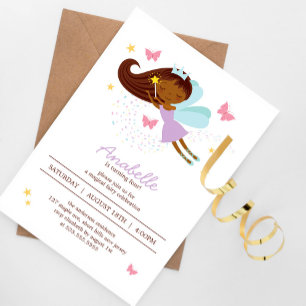Invitation Adorable Fairy Princesse Fille fête d'anniversaire