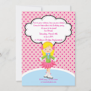 Invitation Adorable fille patinage sur glace Anniversaire Inv