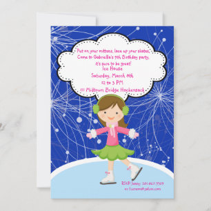 Invitation Adorable fille patinage sur glace Anniversaire Inv