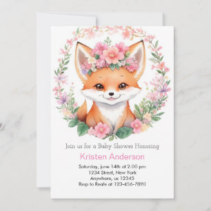 Invitation Adorable Fox Boho Forest Girl Baby shower