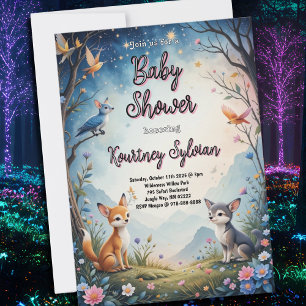 Invitation Adorable Fox Kits Baby shower Woodland