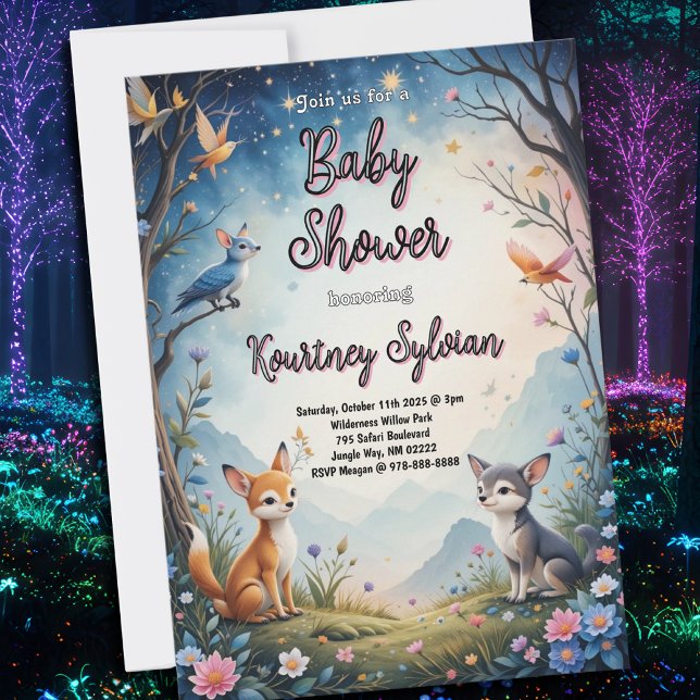 Invitation Adorable Fox Kits Baby shower Woodland (Créateur téléchargé)