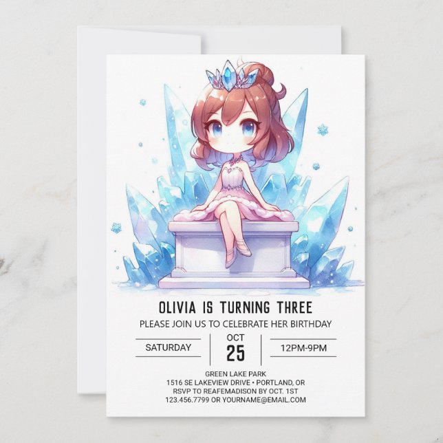 Invitation Adorable Fun Princesse Anniversaire (Devant)