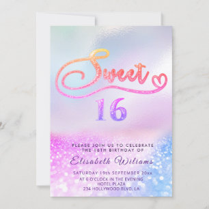 Invitation Adorable Glam holographic parties scintillant scri