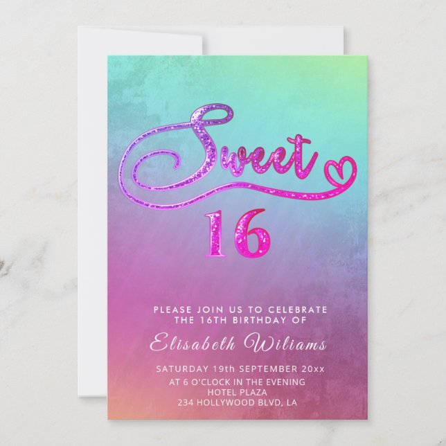 Invitation Adorable Glam holographique parties scintillant sc (Devant)