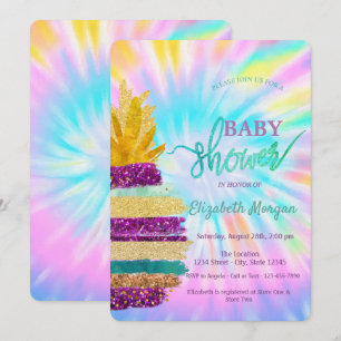 Invitation Adorable Glitter Citron Tie Dye Baby Shower